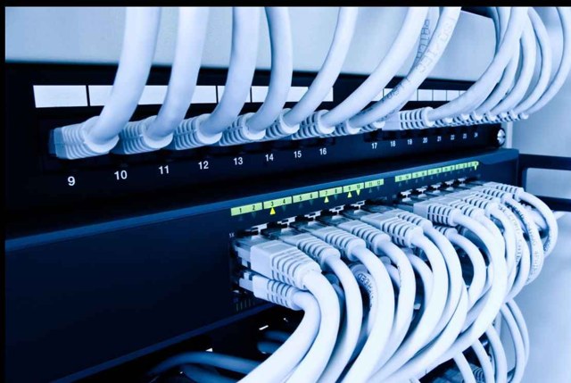 Network switch and patch panel with cables