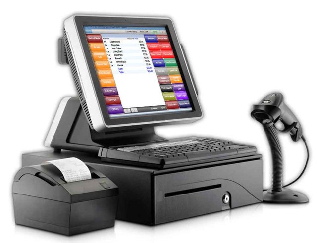 POS terminal with printer, cash drawer and barcode scanner